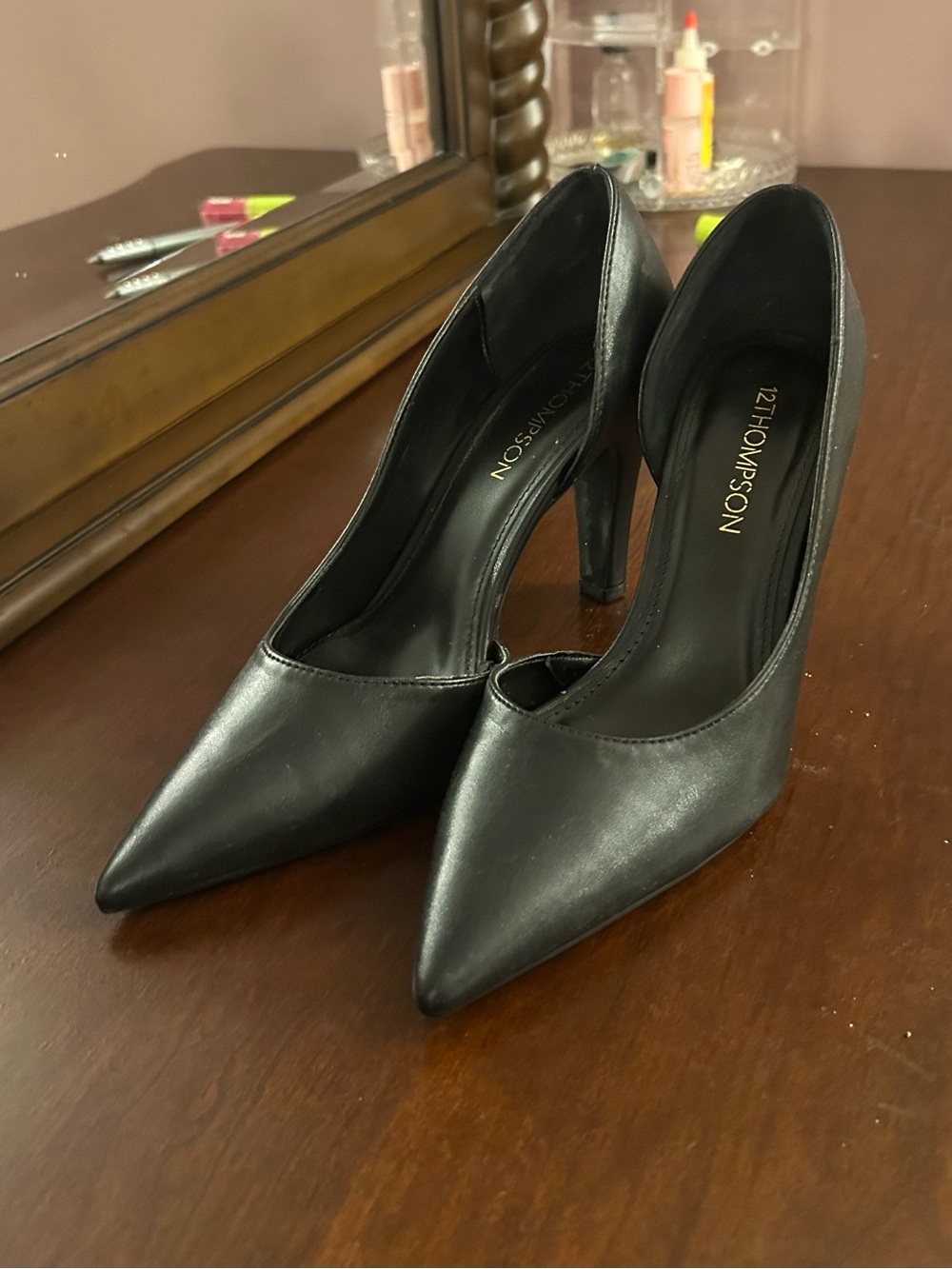 Thompson Black Pointed-Toe Stiletto Heels
